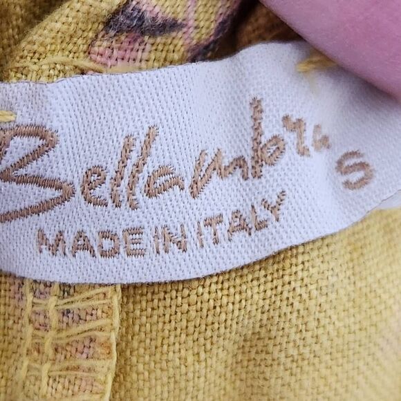 Bellambra mustard floral sleeveless swing halter top dress pure 100% linen - Picture 5 of 6